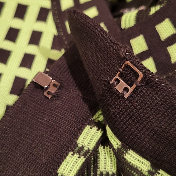 Misook green & black checker sweater cardigan small - Picture 4 of 7